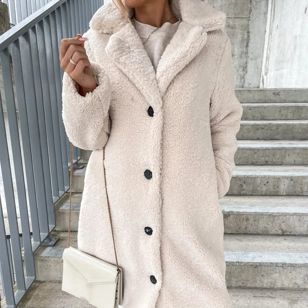 Long Lapel Plush Coat