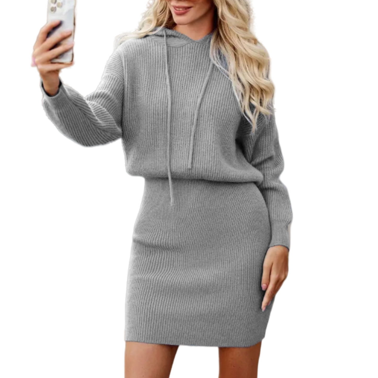 Casual Solid Color Mid-length Hooded Dress