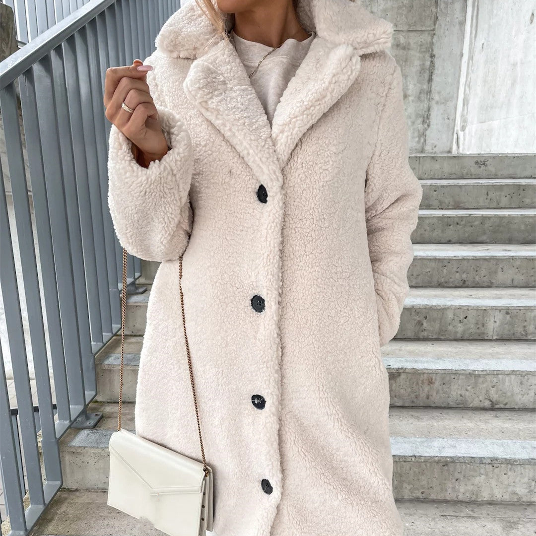 Long Lapel Plush Coat