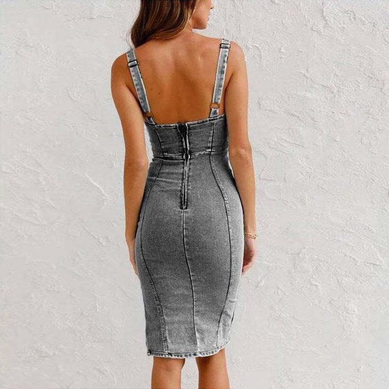 Slim Fit Denim Dress - Casual Slim Fit summer dress