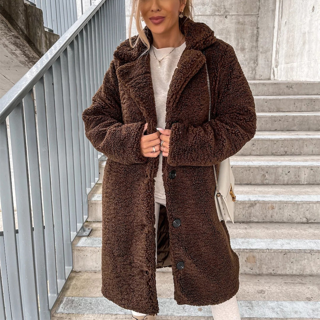 Long Lapel Plush Coat