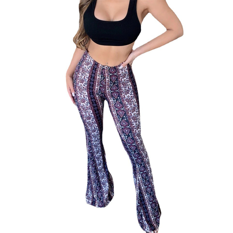 Stretch Slim Fit Print Trousers