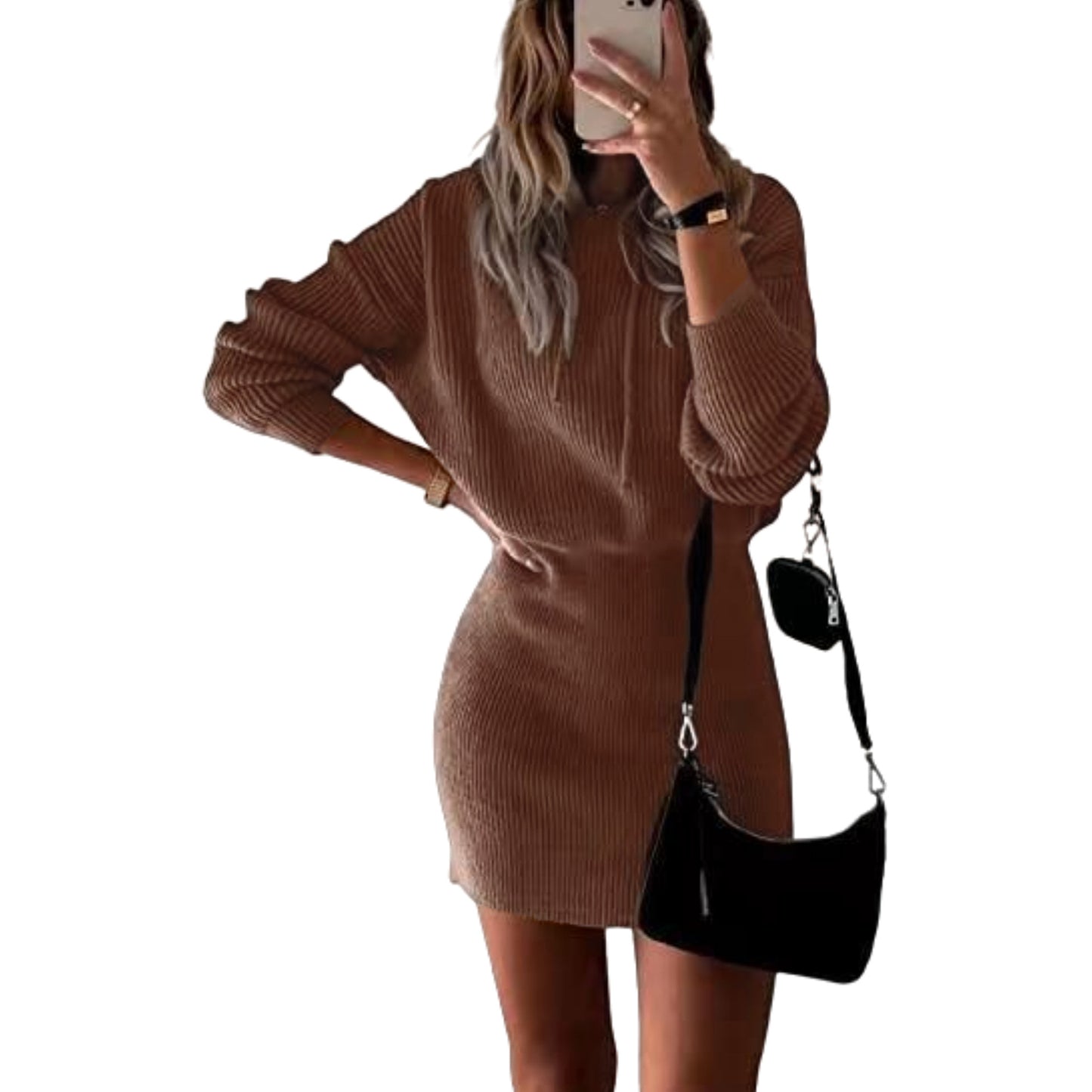 Casual Solid Color Mid-length Hooded Dress