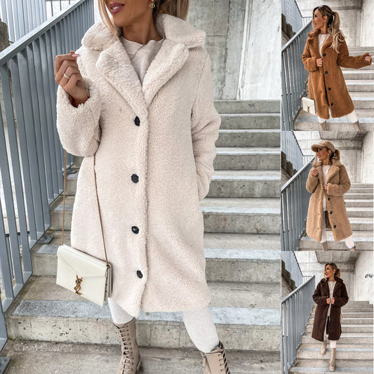 Long Lapel Plush Coat