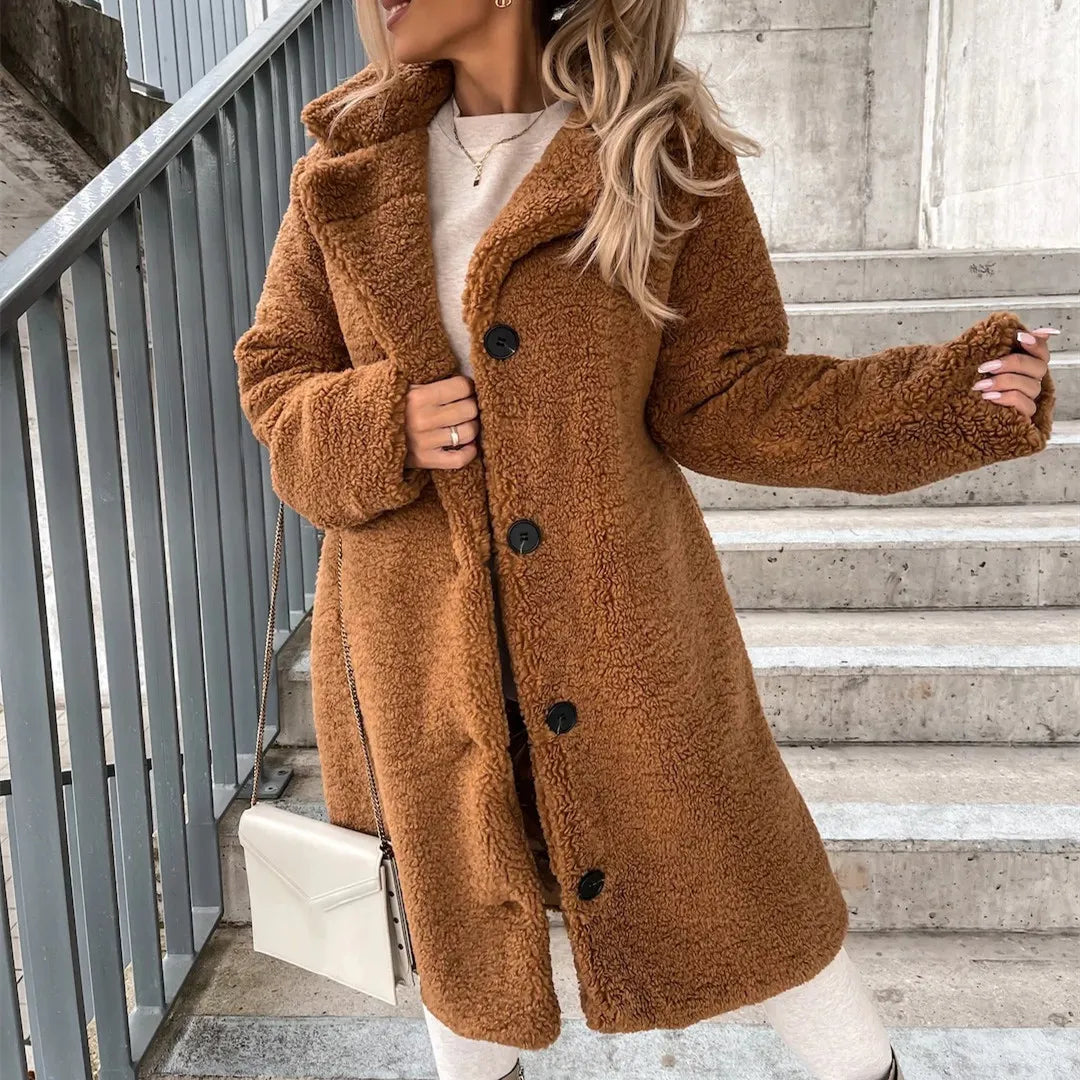 Long Lapel Plush Coat