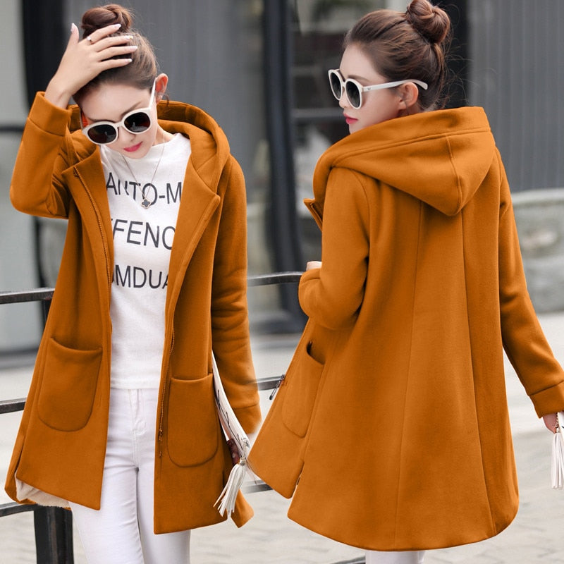 Fleece Long Hooded Coat