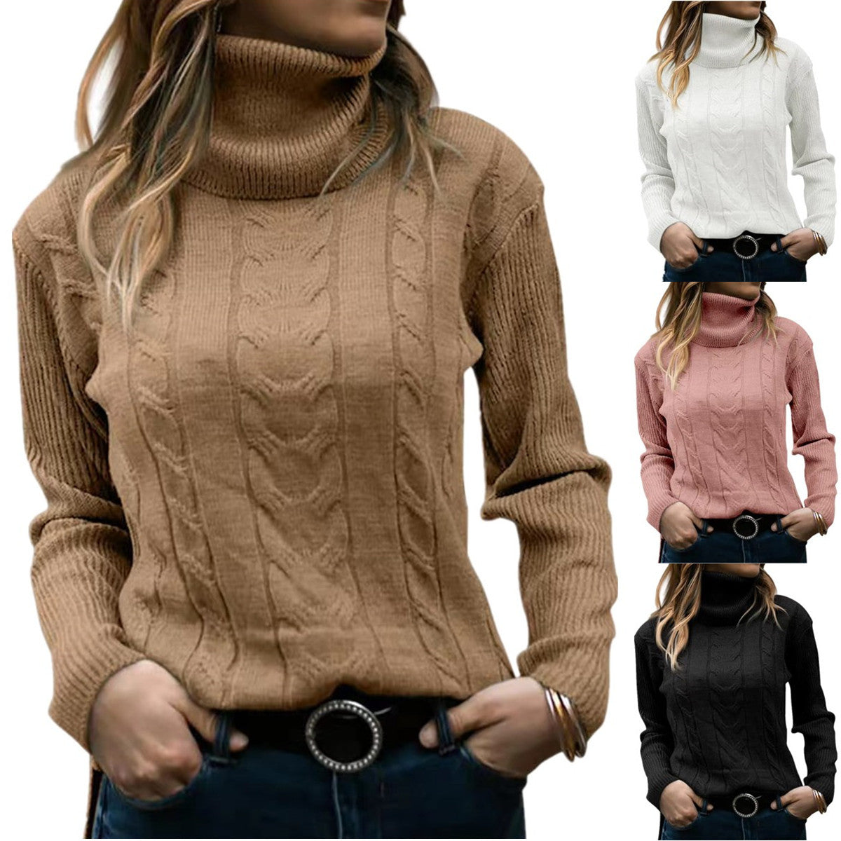 Knitted Turtleneck Long Sleeve Sweater