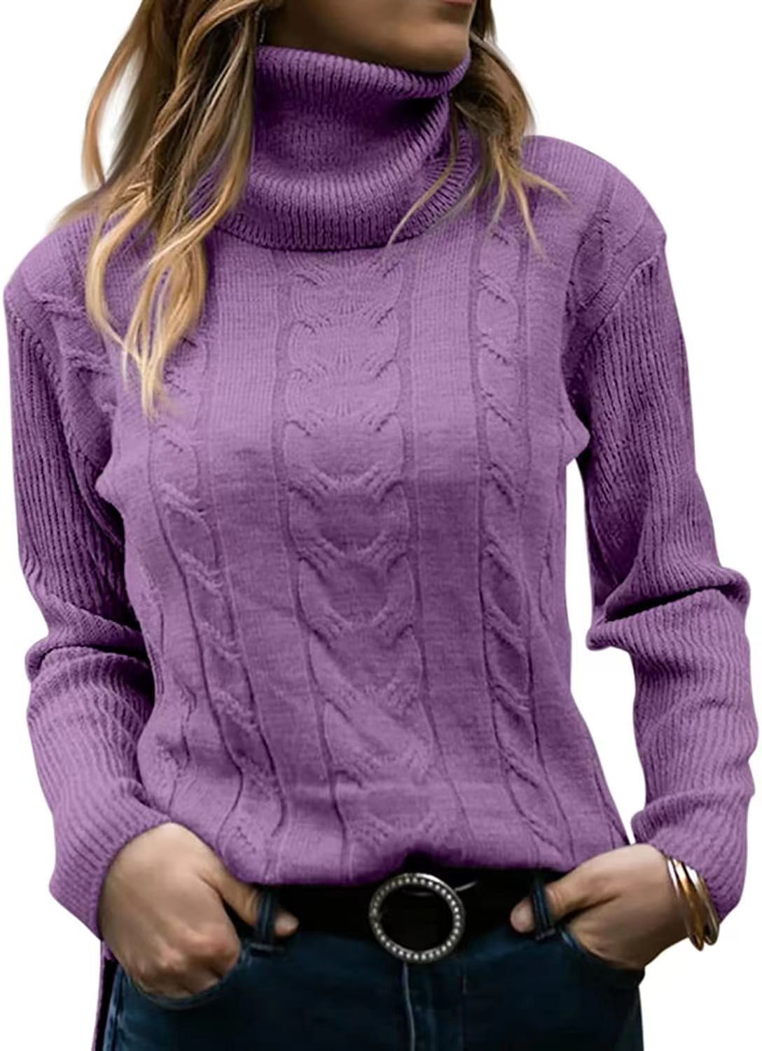 Knitted Turtleneck Long Sleeve Sweater