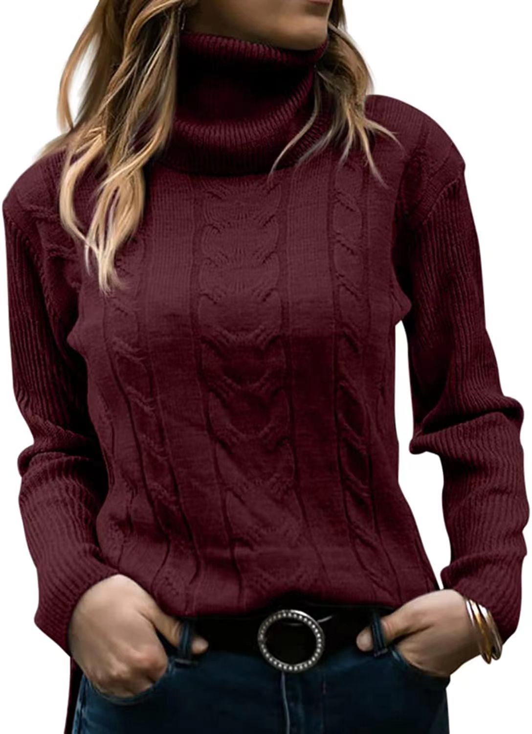 Knitted Turtleneck Long Sleeve Sweater