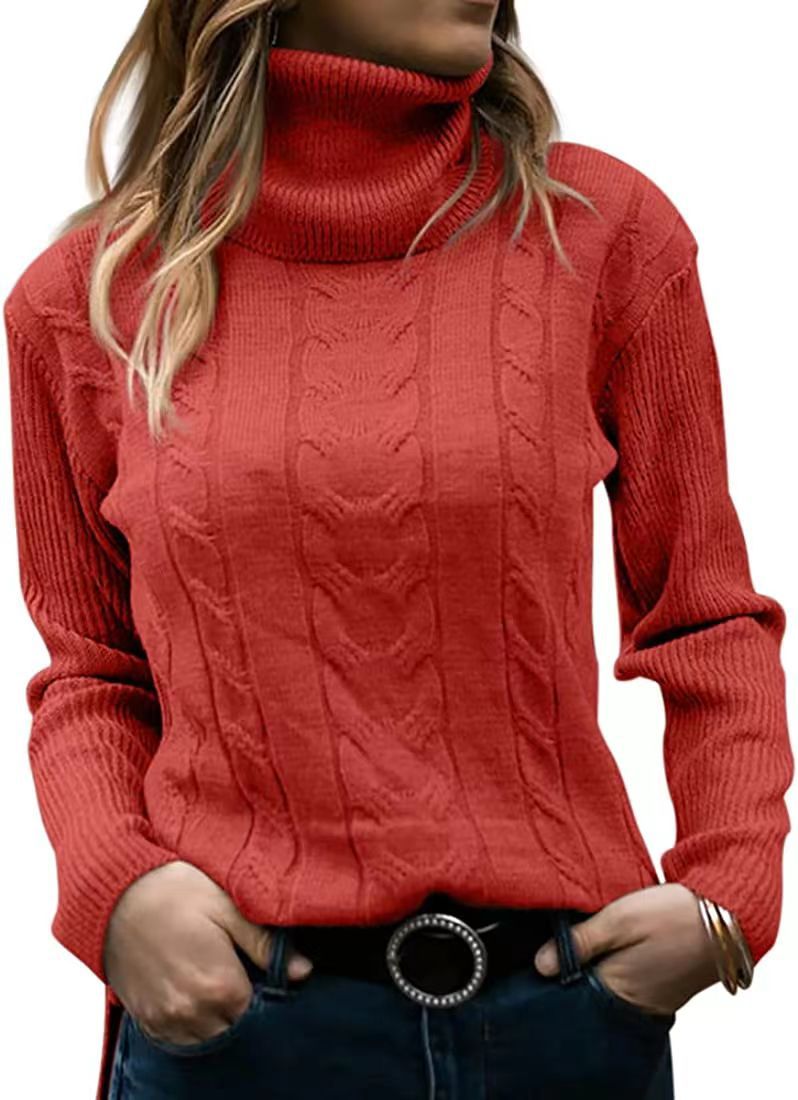 Knitted Turtleneck Long Sleeve Sweater