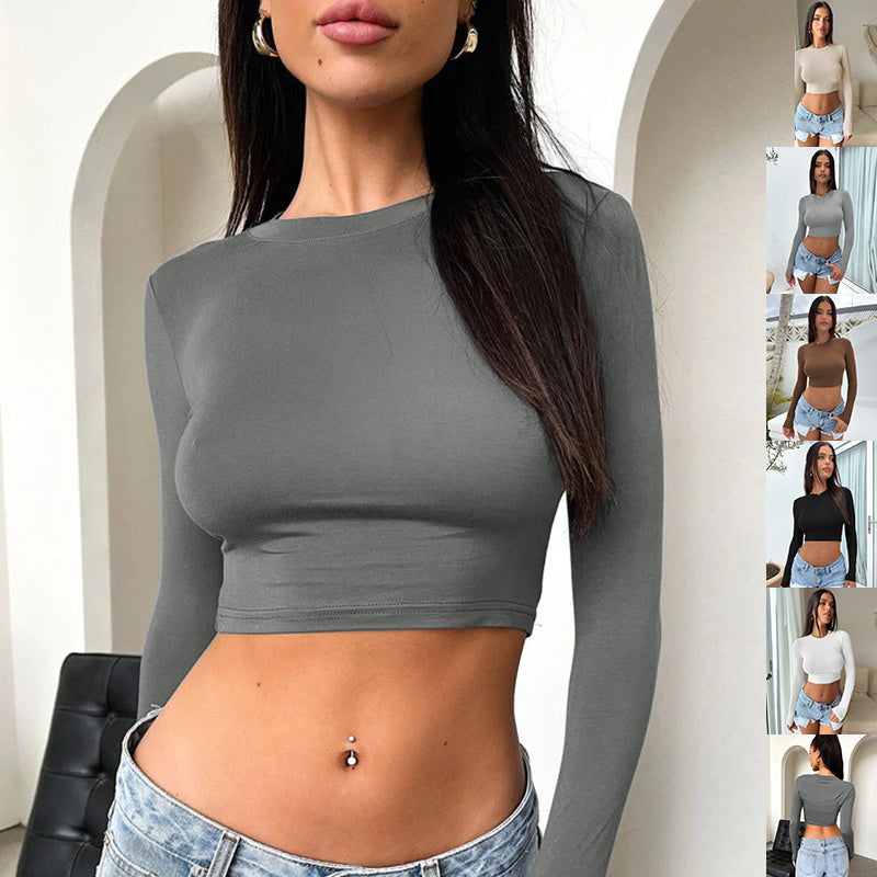 Slim Long Sleeve crop top Y2K Fashion Short Top Womens Clothing Women's fashion Autumn