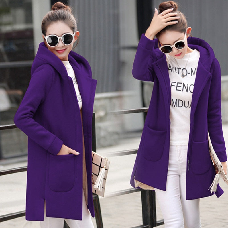 Fleece Long Hooded Coat