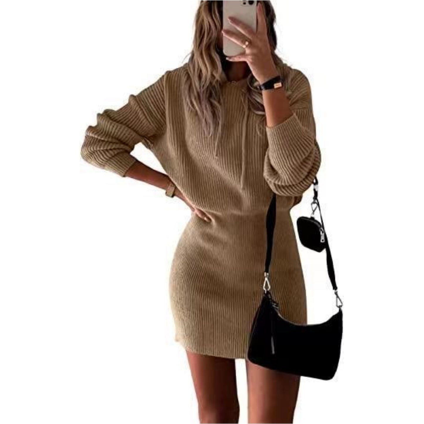 Casual Solid Color Mid-length Hooded Dress